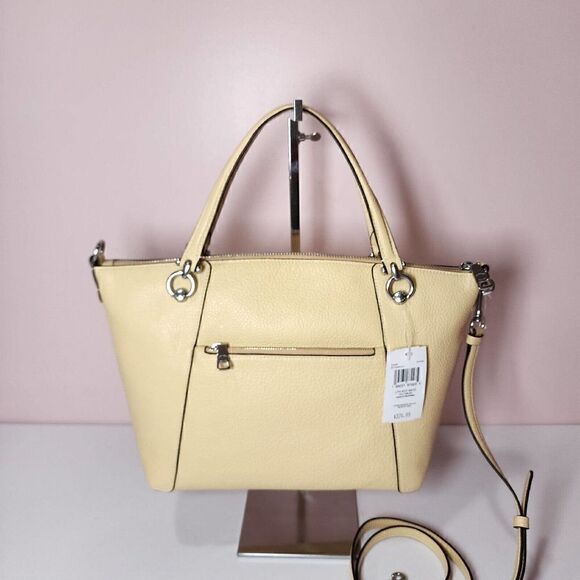 NWT COACH C6229 Kacey Satchel Pebble Leather Shoulder Bag Silver/Vanilla - Picture 3 of 8